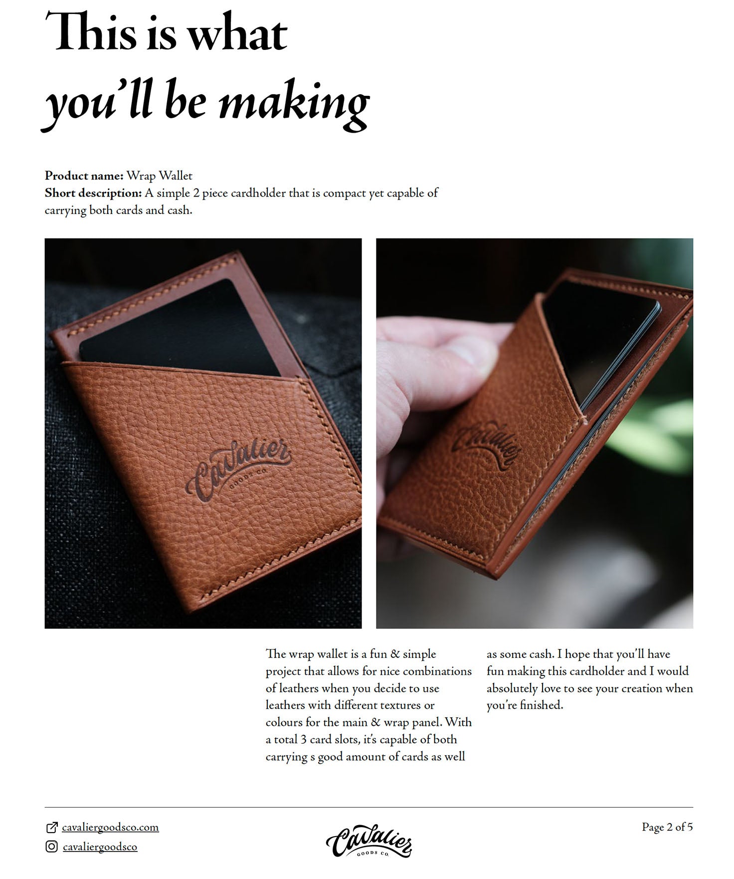 Wrap Wallet (Downloadable PDF) - Cavalier Goods Co.